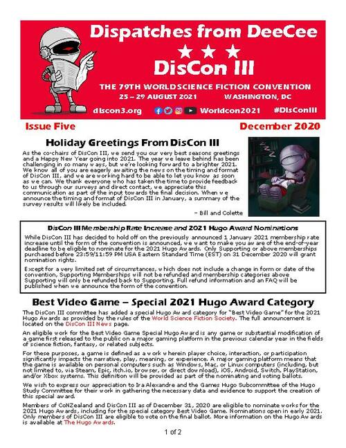 Newsletter 5 Dec 2020